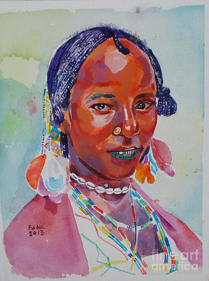 Face from Sudan  2 Painting by Mohamed Fadul