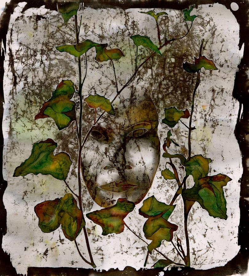 Face in the Garden Tapestry - Textile by Carolyn Doe