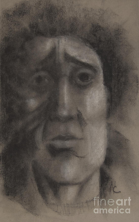 Face On Grey Painting by Anthony Coulson