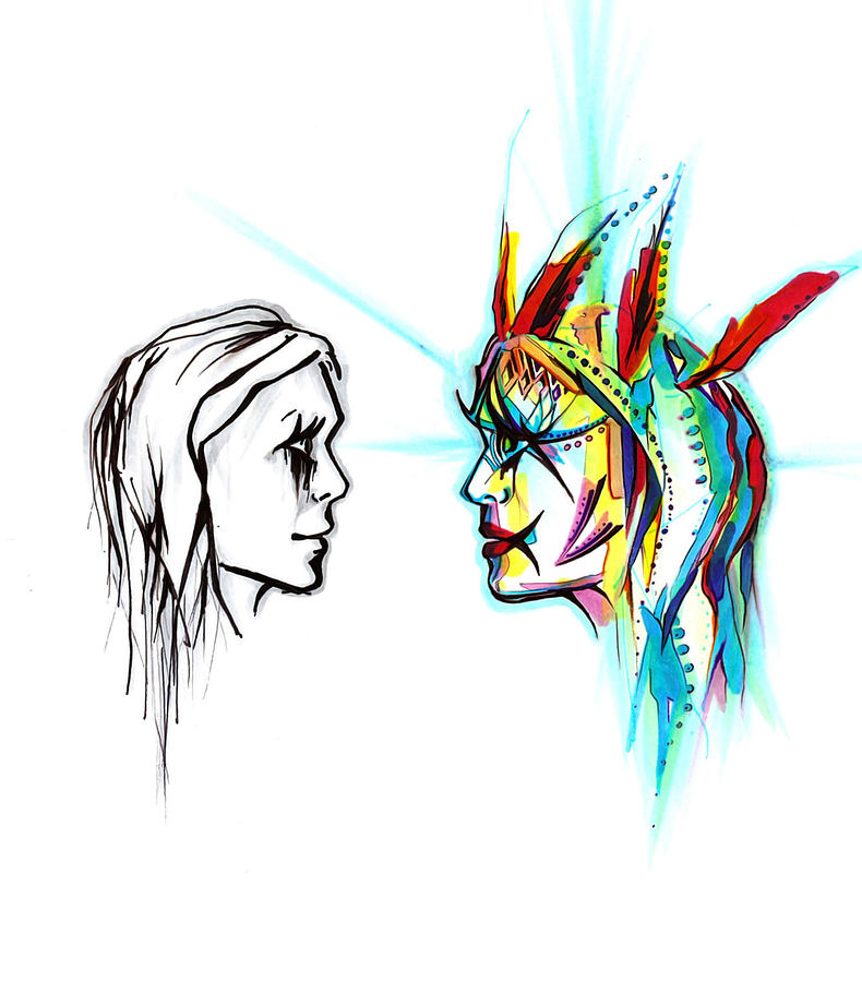 Avatar Painting - Face to Face by Andrea Carroll