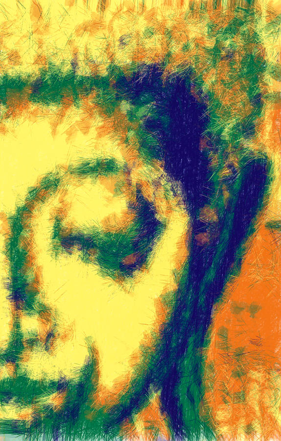 Face Yellow Blue Expressionist Digital Art by David Lange - Fine Art ...