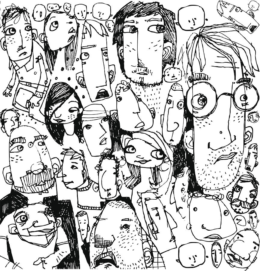 Faces Background Drawing by Doodlemachine