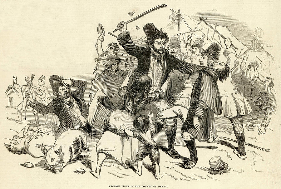 Faction Fighting In The County Drawing by Mary Evans Picture Library ...