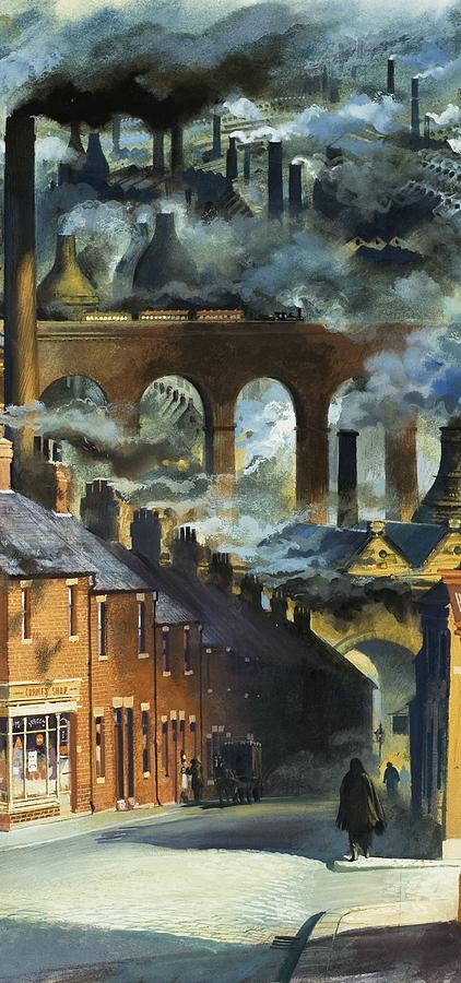 City Painting - Factory Chimneys by Andrew Howat