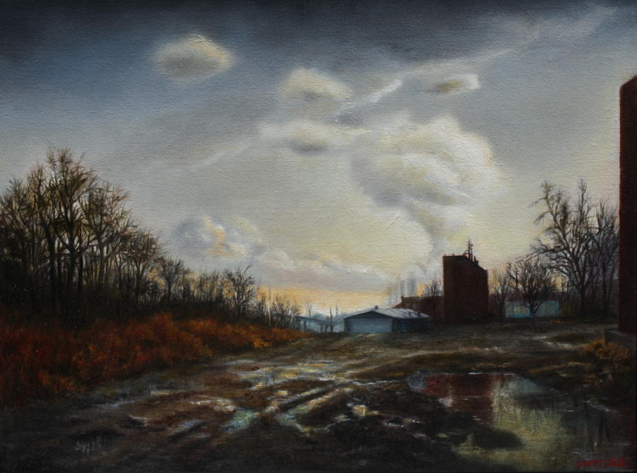 Landscape Painting - Factory Evening by Todd Snyder