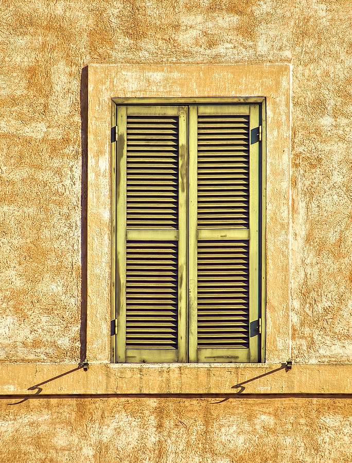 Faded Green Wood Window Shutter of Medieval Rome  Photograph by David Letts