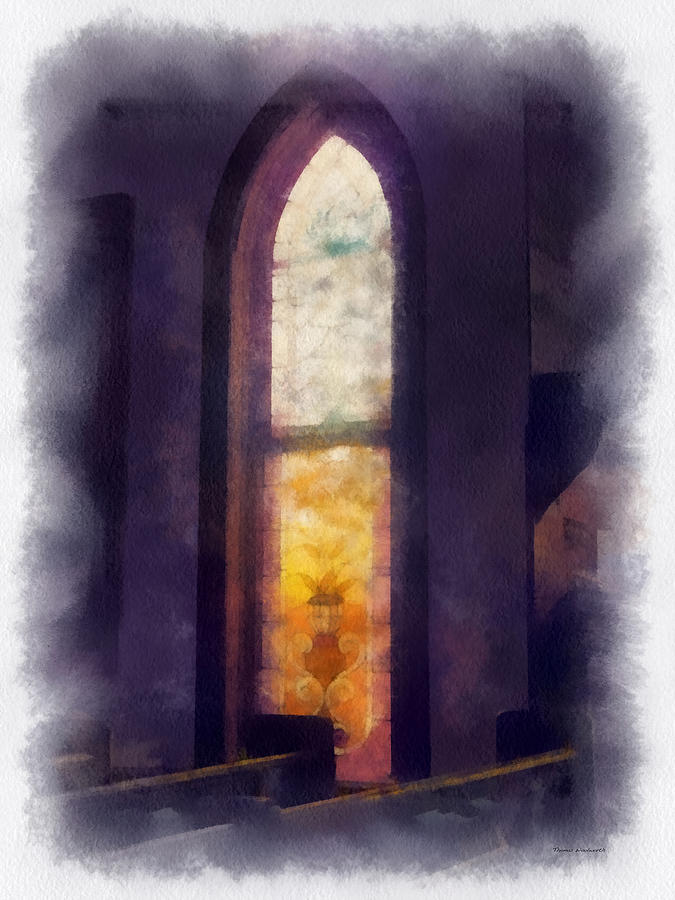 Faded Purple Stained Glass Window Photo Art Photograph by Thomas