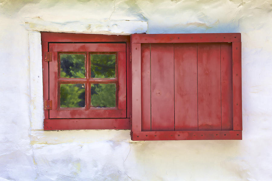 Faded Red Painted Wood Window  Photograph by David Letts