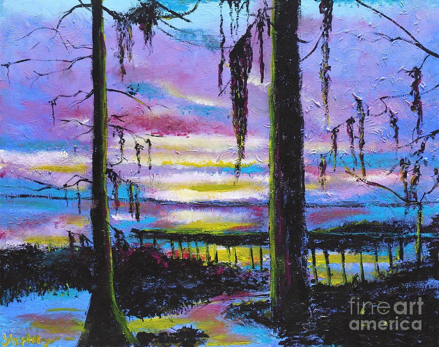 Fading Light  On Lake Waccamaw Painting by Stefan Duncan