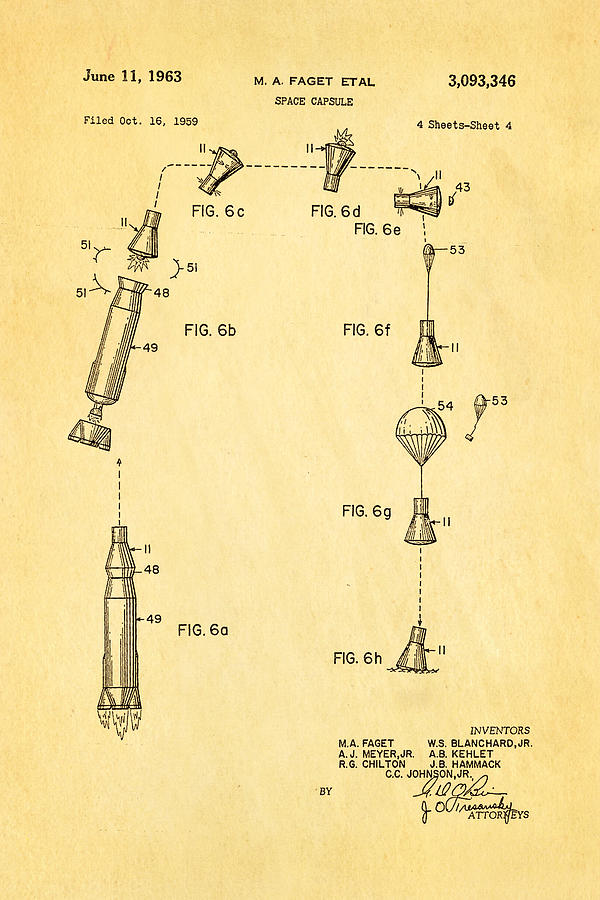 Space Photograph - Faget Space Capsule Patent Art 2 1963 by Ian Monk