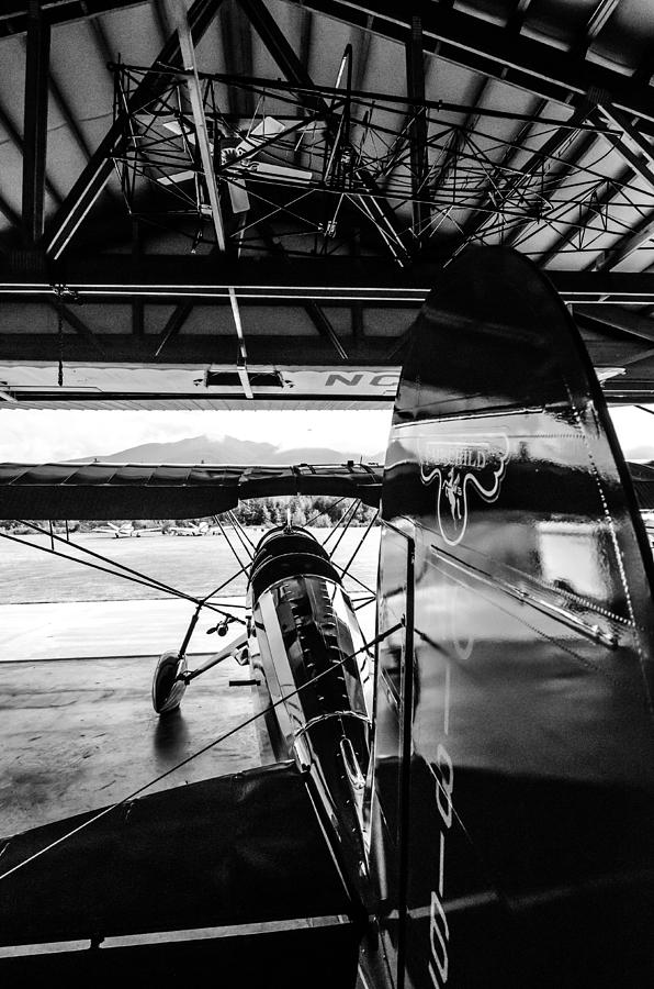Airplane Photograph - Fair Child Bi Plane Black and White by Puget  Exposure