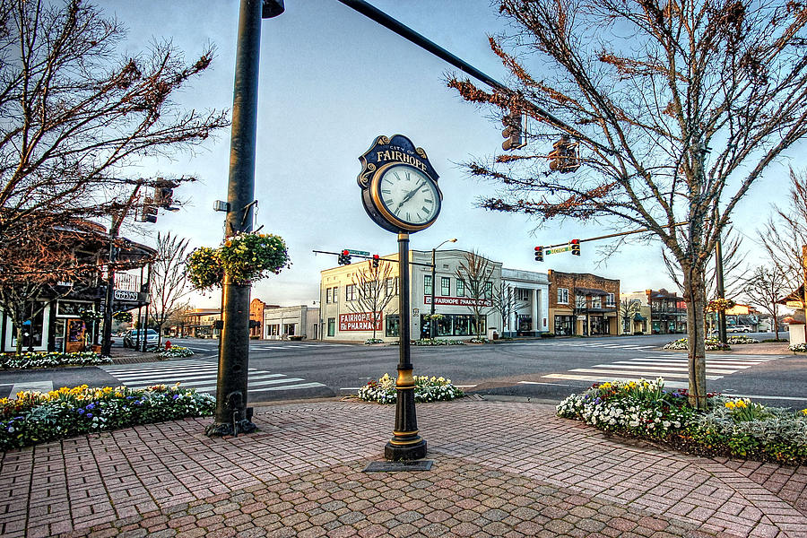 Fairhope Clock and 4 Corners Photograph by Michael Thomas