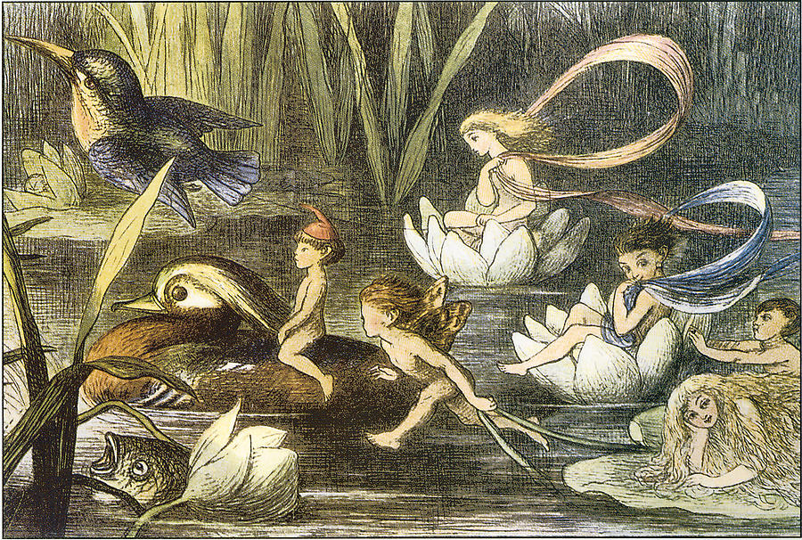 Fairies and Water Lilies Circa 1870 Digital Art by Richard Doyle