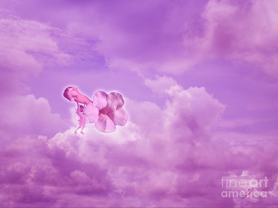 Fairy Photograph - Fairy and cloud by Pixel Artist