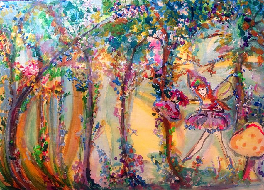 Fairy Painting - Fairy in the magical wood by Judith Desrosiers