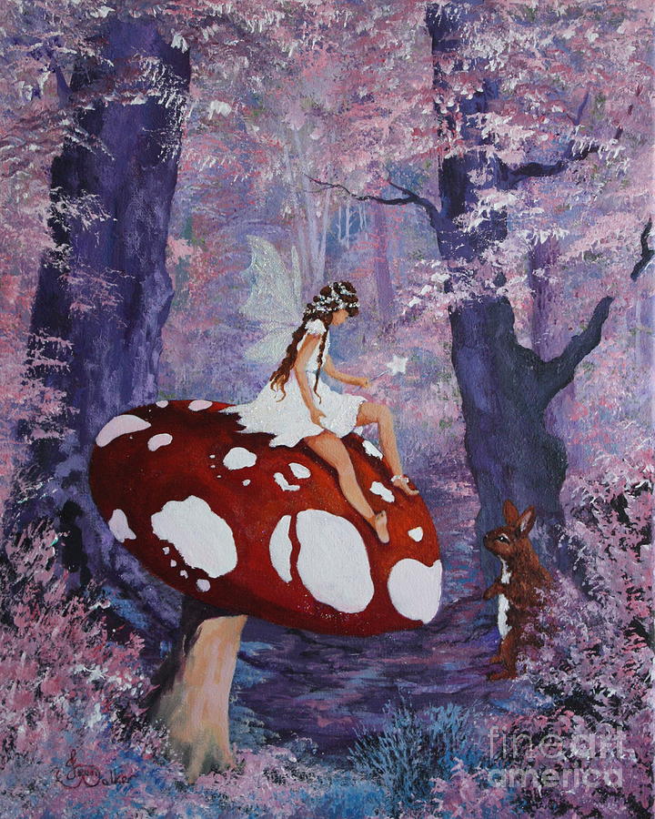 Fairy on a Mushroom Painting by Jean Walker