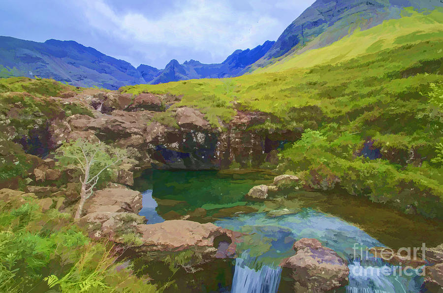 Fairy Pools of Skye Watercolour Photograph by Chris Thaxter