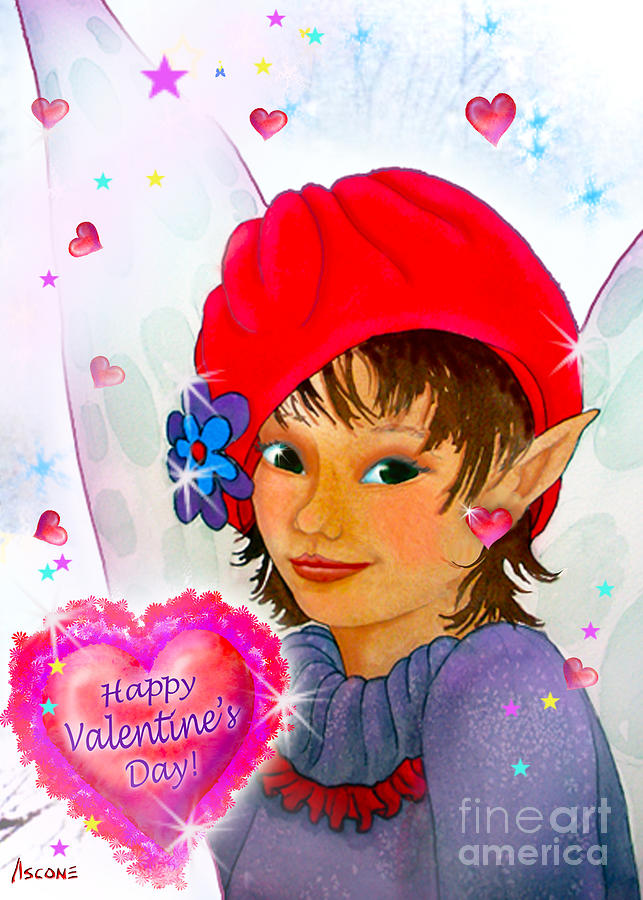 Fairy Painting - Fairy Valentine by Teresa Ascone