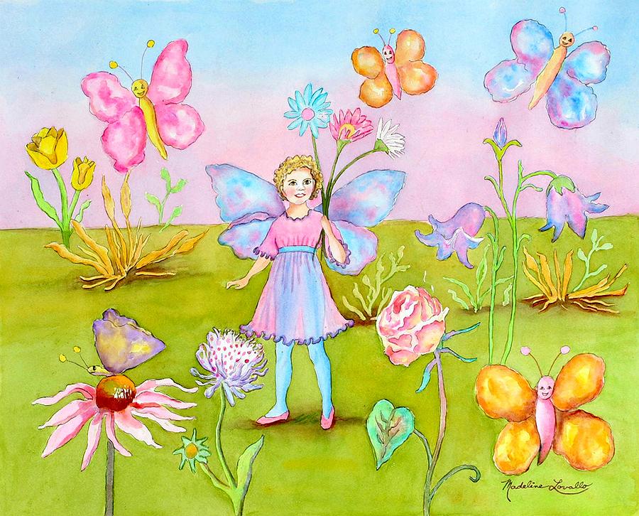 Fairy with Butterflies Painting by Madeline  Lovallo