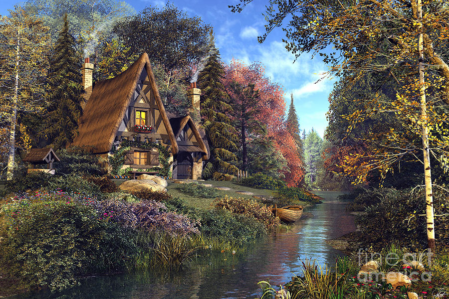 Fairytale Cottage Digital Art by MGL Meiklejohn Graphics Licensing