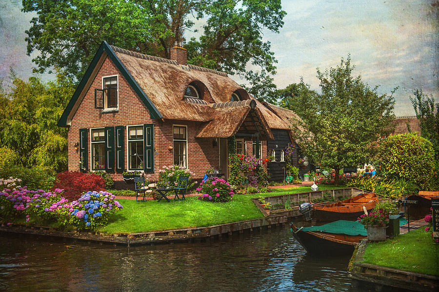 Architecture Photograph - Fairytale House. Giethoorn. Venice of the North by Jenny Rainbow