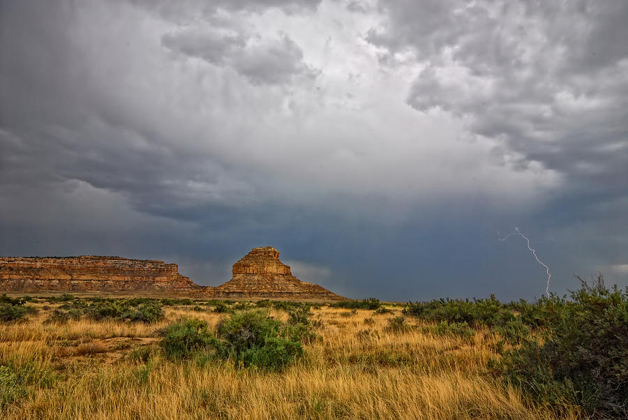 Fajada Butte Storm Photograph by Ghostwinds Photography