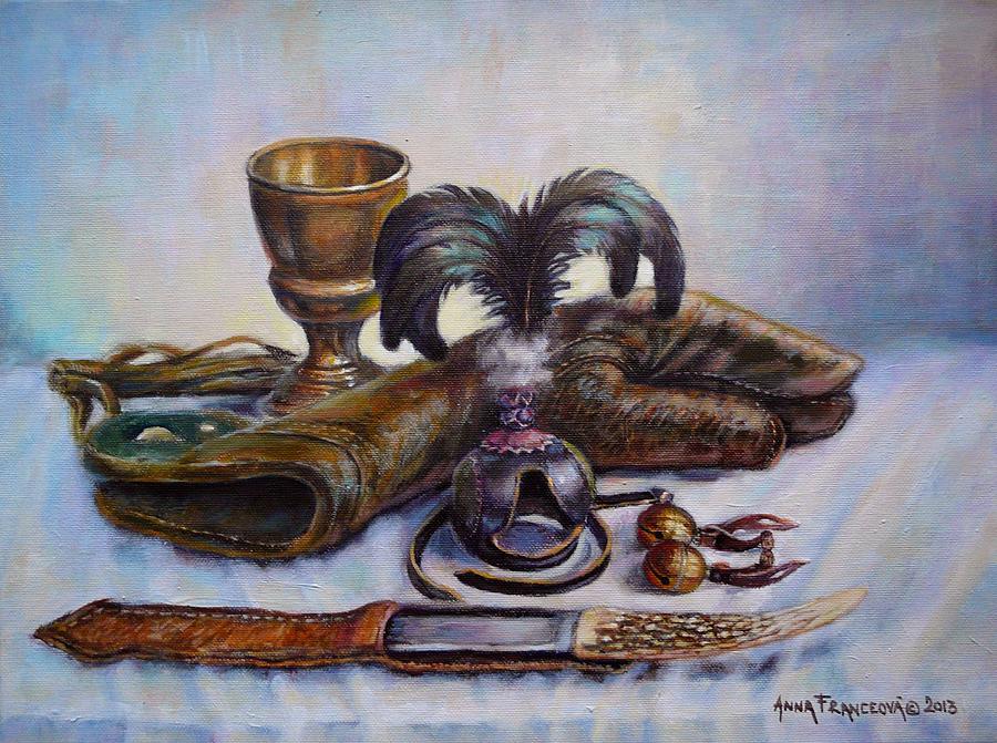 Falconry Painting - Falconry still life. by Anna Franceova Falconry Painting - Falconry still life. by Anna Franceova