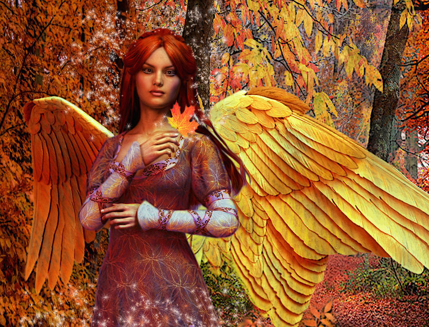 Fall angel 3 Digital Art by Suzanne Silvir
