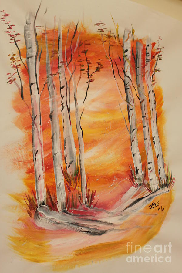 Fall Aspen on Paper Painting by Janice Pariza