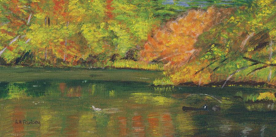 Fall at Dorrs Pond Painting by Linda Feinberg