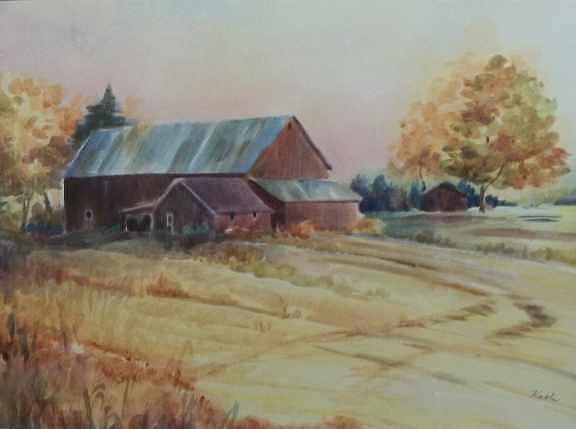 Farm Painting - Fall Barn by Carol Kable Farm Painting - Fall Barn by Carol Kable