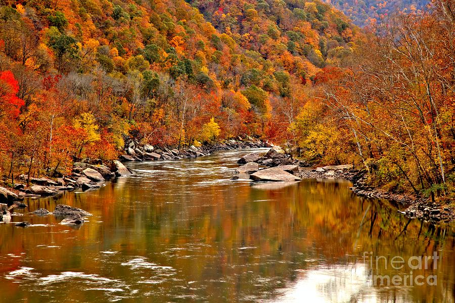 Fall Brilliance At New River Photograph by Adam Jewell