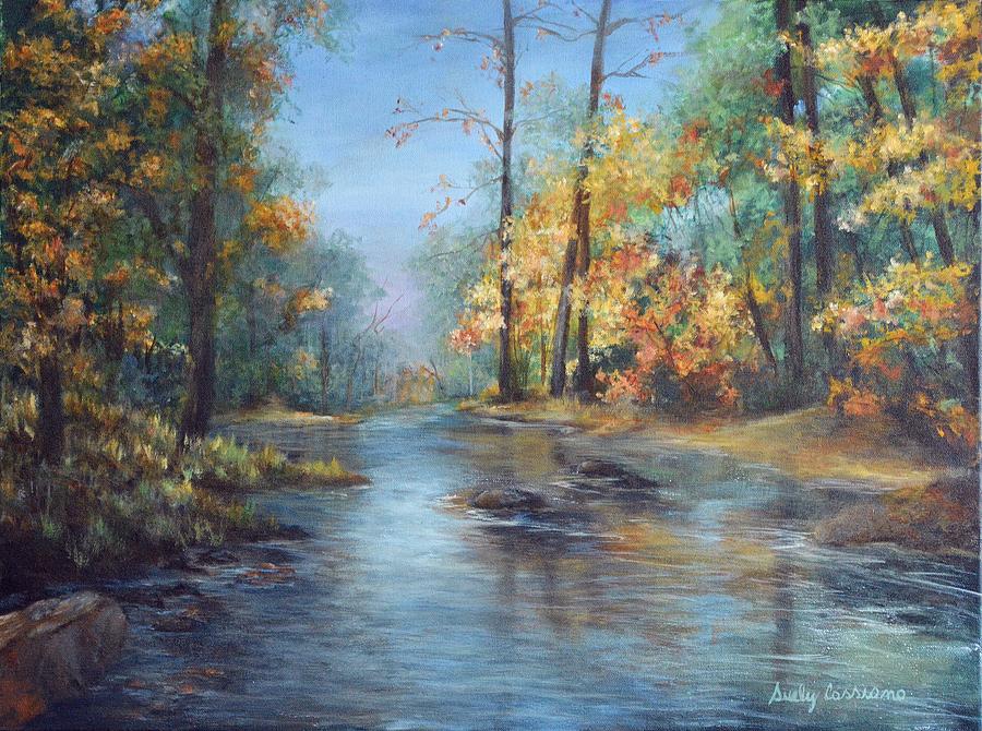 Fall by the lake Painting by Suely Cassiano - Fine Art America