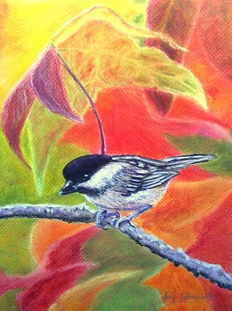 Fall Chickadee Painting by Jay Johnston