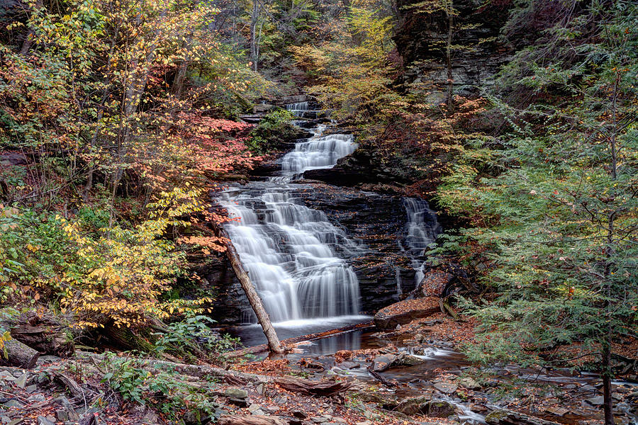 Fall Colors From Below Mohican Falls Photograph by Gene Walls