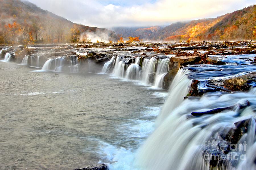Fall Colors Over Sandstone Falls Photograph by Adam Jewell