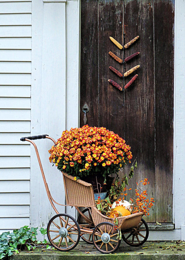 Fall Decorative Front Door Photograph by Janice Drew
