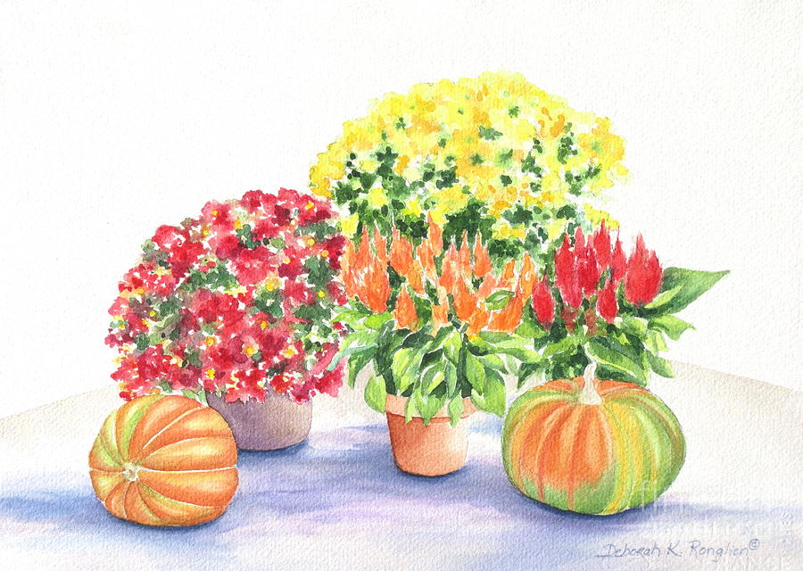 Fall Flowers Painting by Deborah Ronglien