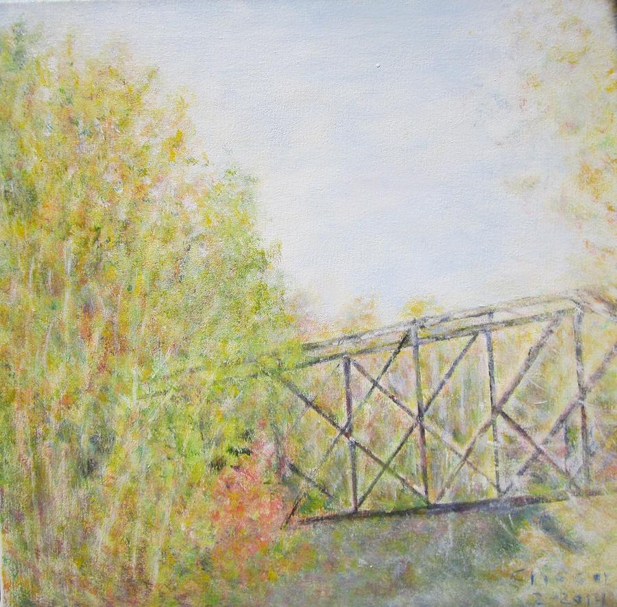 Fall Foliage and Bridge in NH Painting by Glenda Crigger