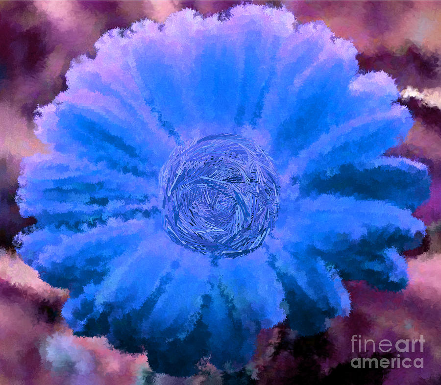 Flower Digital Art - Fall For Me Purple Blue by Holley Jacobs