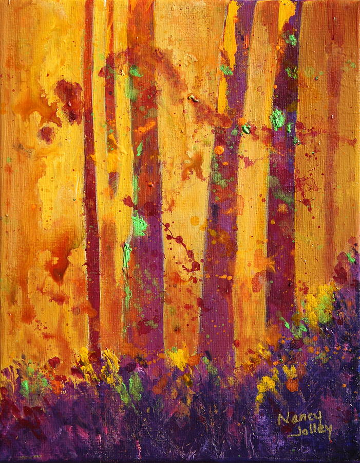 Fall Forest Painting by Nancy Jolley