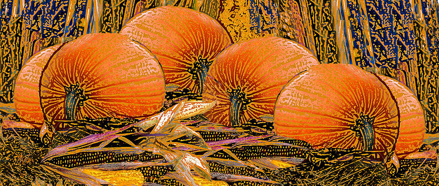 Fall Harvest Pumpkins and Corn Photograph by Michele Avanti
