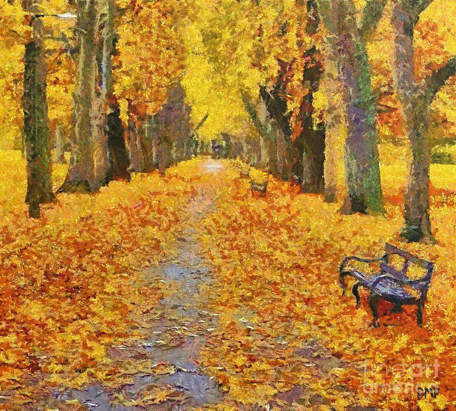 Fall Painting - Fall in the park by Dragica  Micki Fortuna