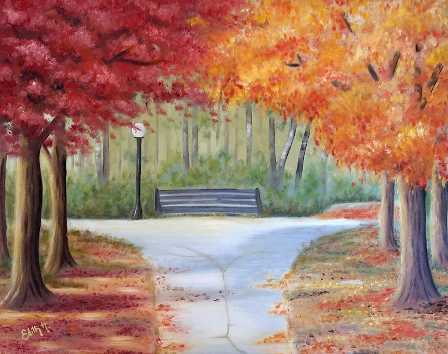 Fall in the Park Painting by Edith Hernandez Paintings - Fine Art America