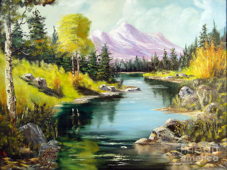 Nature Painting - Fall In The Rockies by Lee Piper