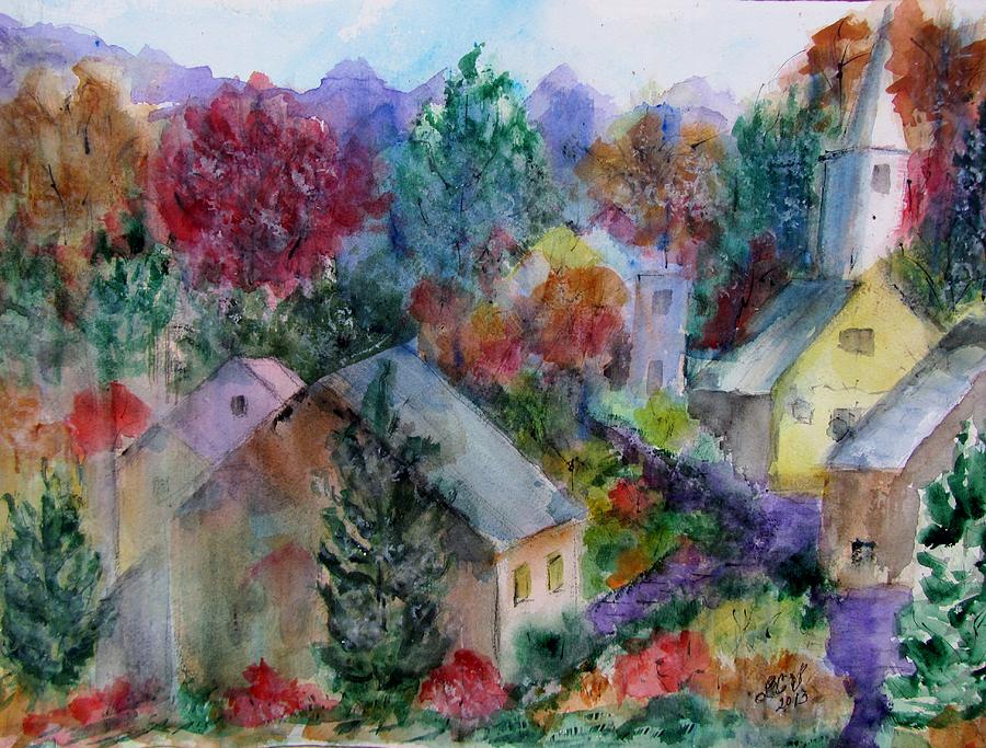 Fall in the Village Painting by Lucille  Valentino
