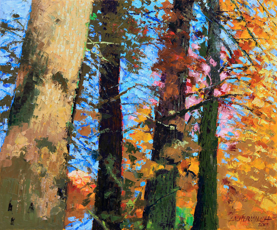 Fall in the Woods Painting by John Lautermilch