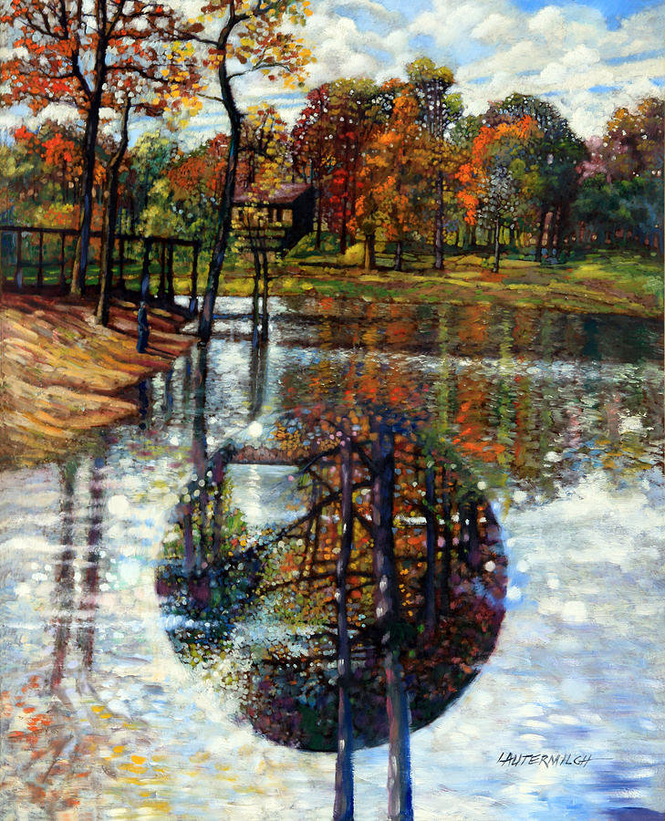 Fall Lake Painting by John Lautermilch