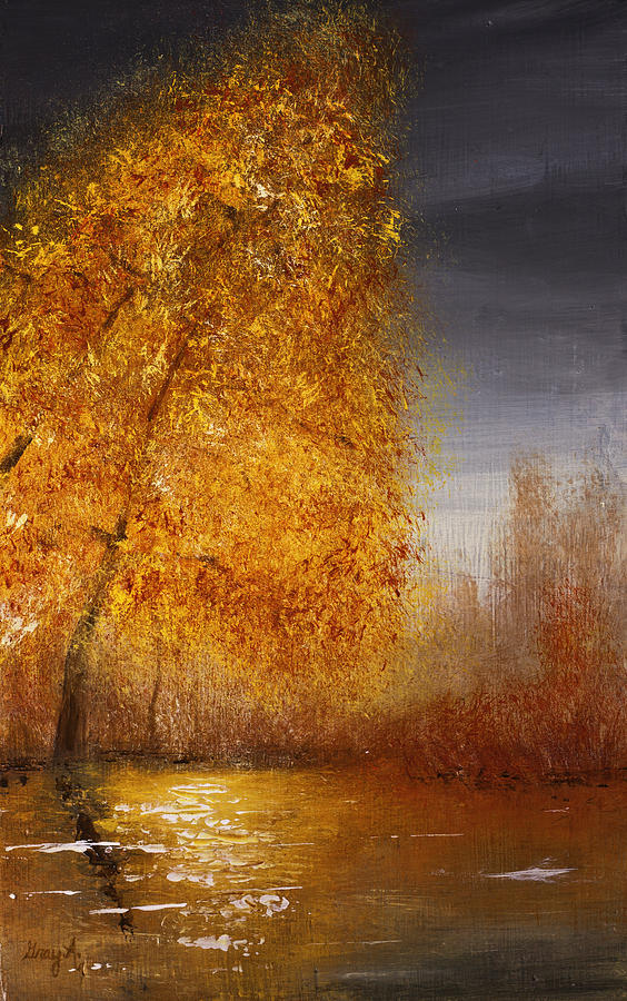 Fall Lake Reflections Painting by Gray  Artus