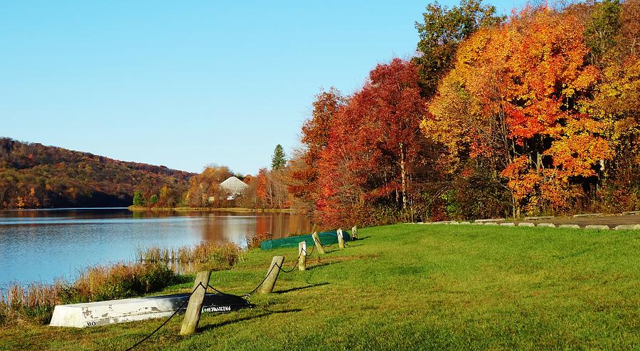 Fall Lake Mixed Media by Sherry Brant - Fine Art America